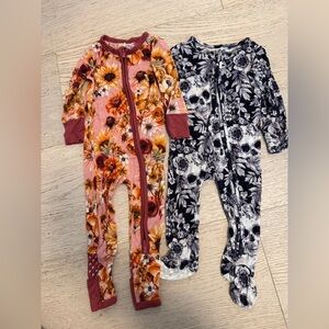 2 Posh Peanut & bums and Rosie’s Pink and Black Floral Skull Footies